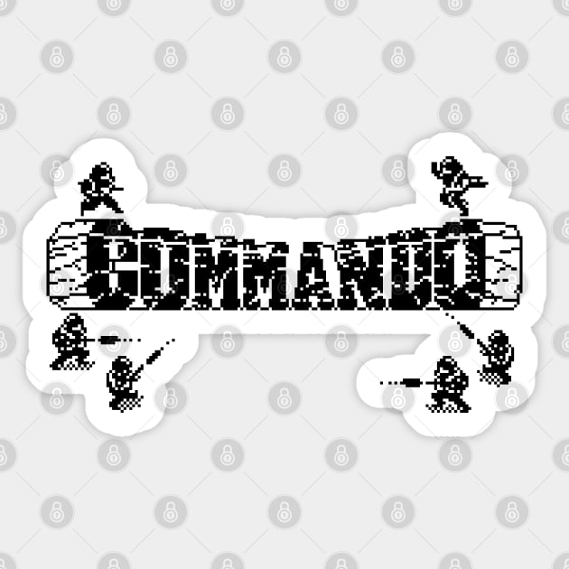 Commando 8 Bit Art Black Sticker by 8 Fists of Tees